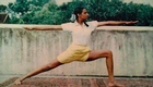 Geeta Iyengar doing a perfect Virabhadrasana II